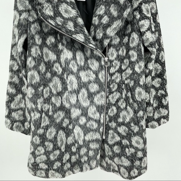 LOFT NWT LEOPARD ANIMAL PRINT WOOL BLEND GRAY BLACK COAT JACKET LARGE - Picture 7 of 9